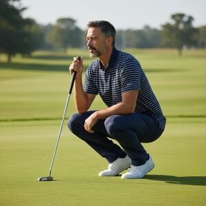 Tasc Performance Mens Navy Blue White Striped Short Sleeve Golf Polo Shirt SP22